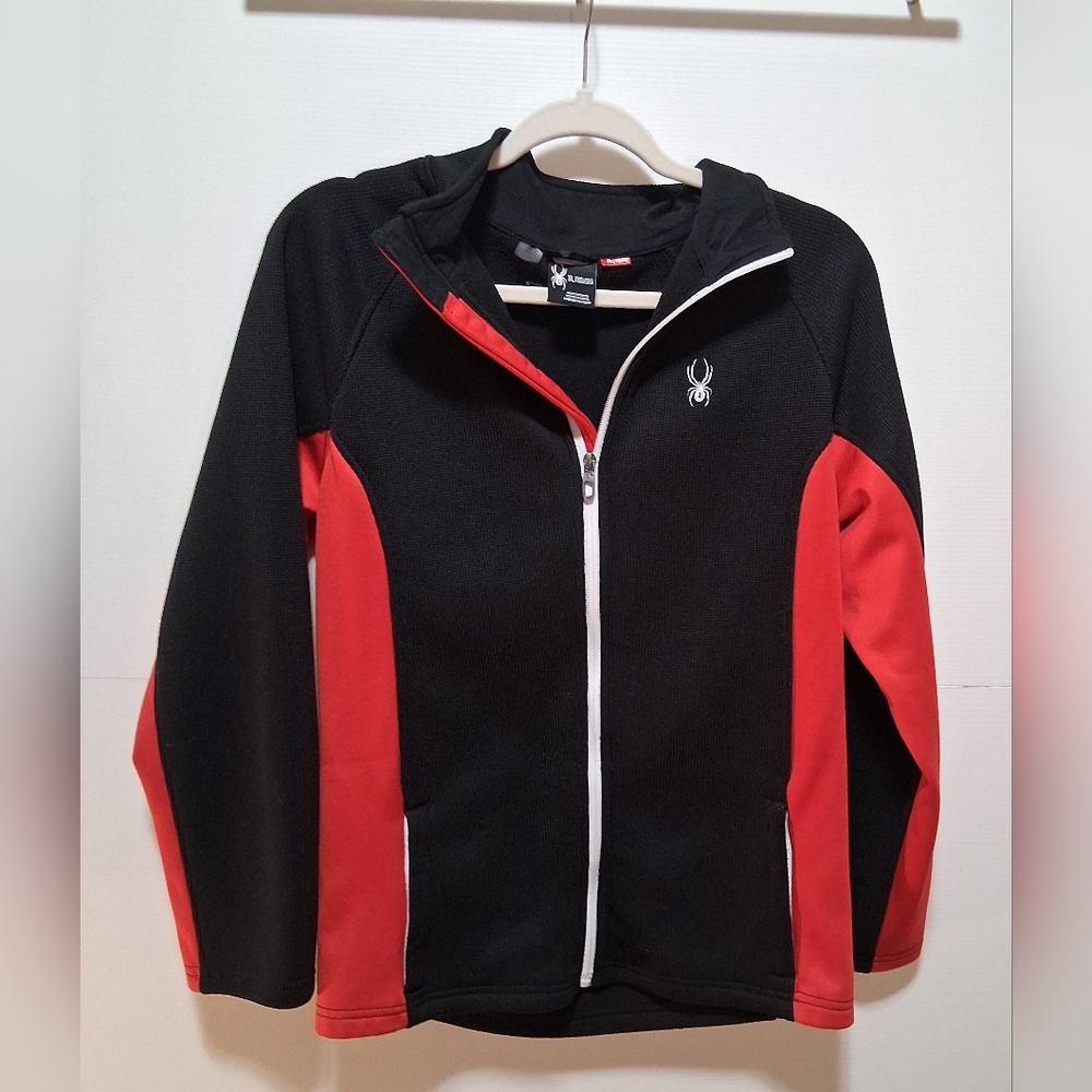 Boy's Spyder Full Zip Skiing Snowboarding Jacket Red Black Boy's Size XL